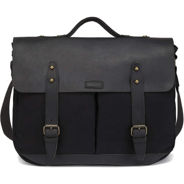 Vintage Leather Briefcase 15.6 Netbook Shoulder Pad Messenger Bag Crossbody Bag 